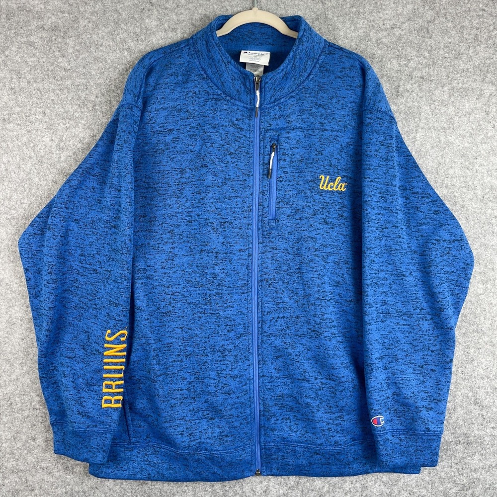 Champion UCLA Bruins Jacket Mens XXL Blue Heathered Full Zip Logo NCAA